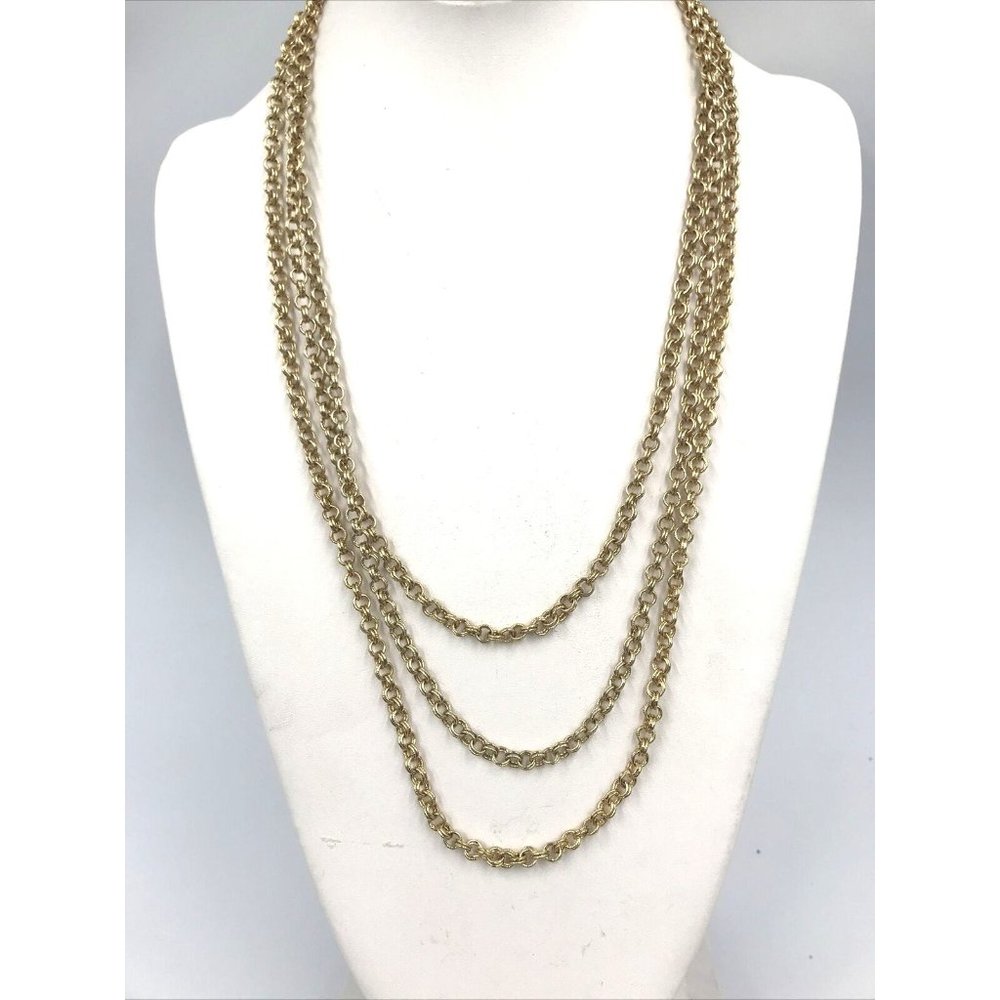 Multi Strand Long Statement Gold Tone Stunning Long necklace 30"